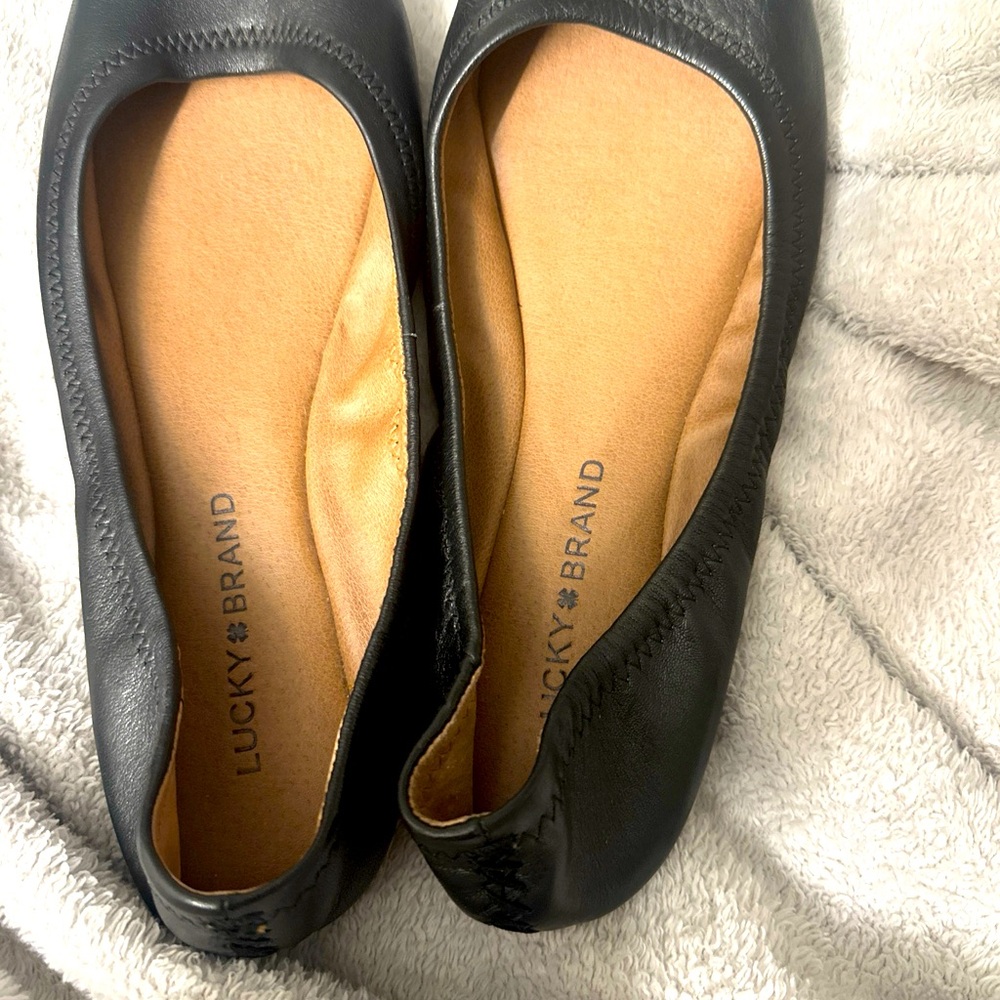 Lucky Brand Leather Ballet Black Flat Size 7.5